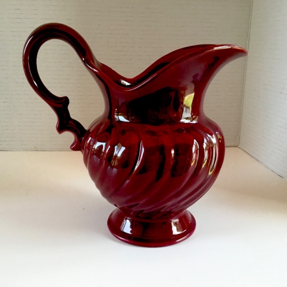 VTG 50s FRANCISCAN WARE Pitcher Jug Swirled Burgundy/Maroon Ceramic Mid Cent - Picture 4 of 10